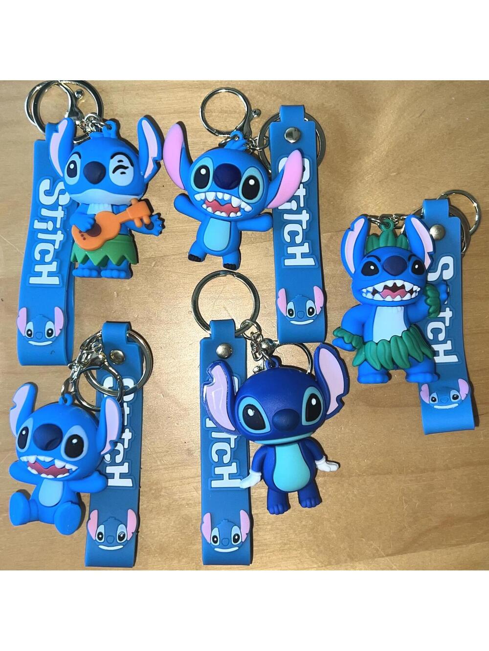 5 Assorted 3D 2.5" Hard Rubber STITCH Zipper Pulls / Keychains New